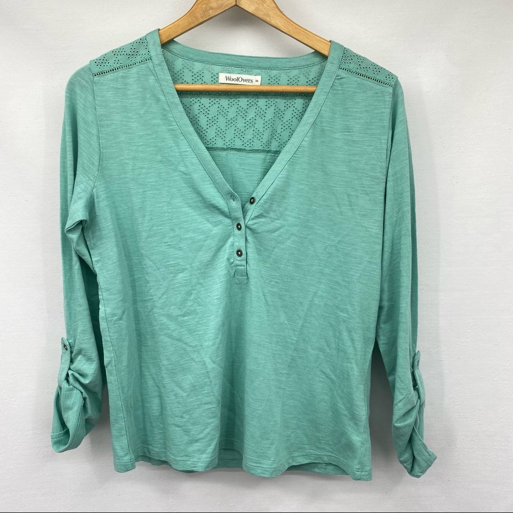 WoolOvers Teal Seafoam Blue Blouse Top